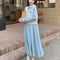 Blue Midi Length Dresses Long Sleeves Wedding Party Dress Sets Clothes For Women Basic Women'S Skirt Vintage Clothing Korean