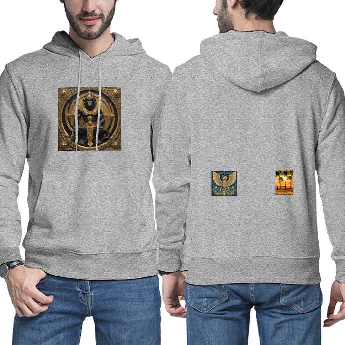 DTG 255gsm Men's Hoodie with Pouch (Dual-sided Printing)