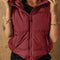 Clay Zip-up Side Pockets Hooded Puffer Vest