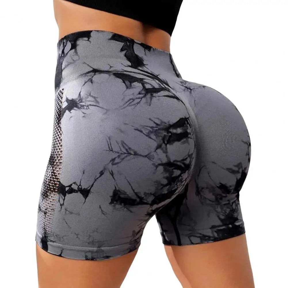 Tie Dye Yoga Shorts Women Fitness Shorts Running Cycling Shorts Sports Leggings High Waist Summer Workout Gym Short Pants