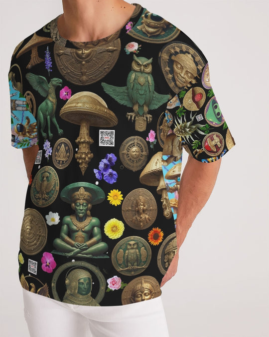 Mushroom Abstak Collection Men's All-Over Print Premium Heavyweight Tee