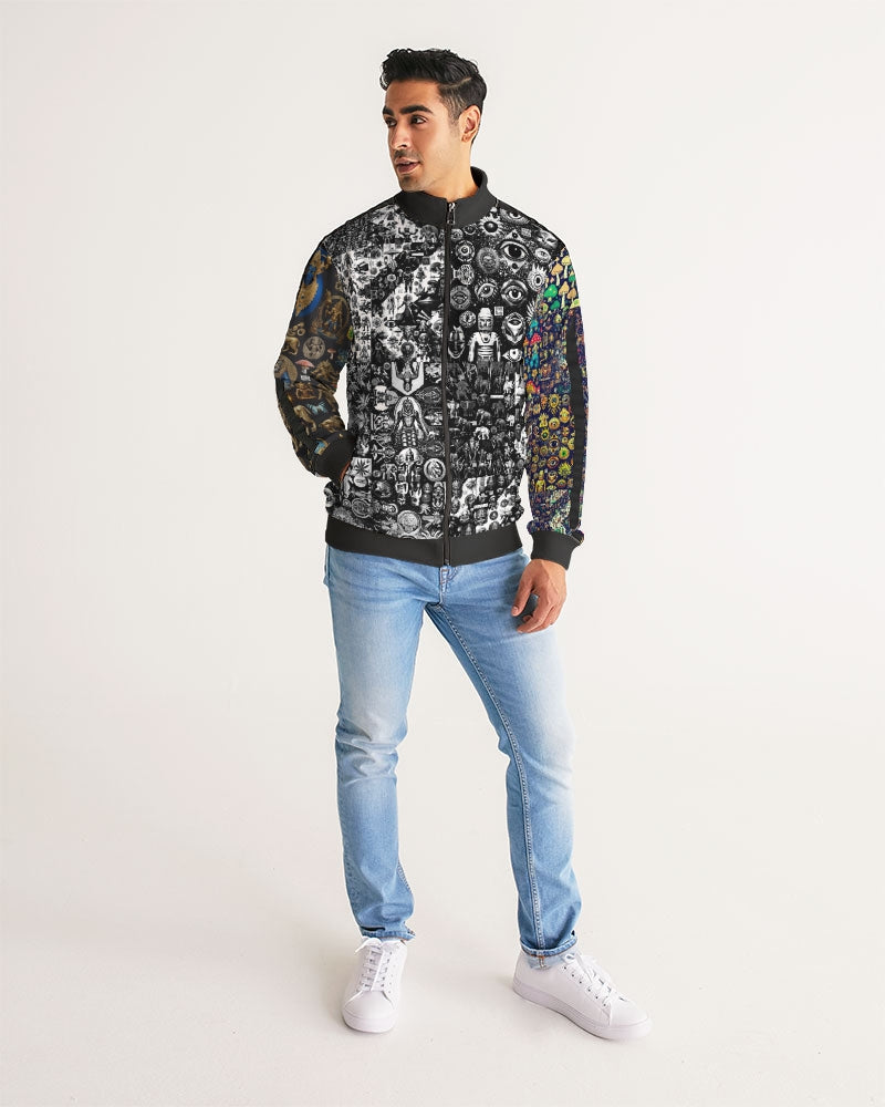 Abstraknyc Men's All-Over Print Stripe Sleeve Track Jacket