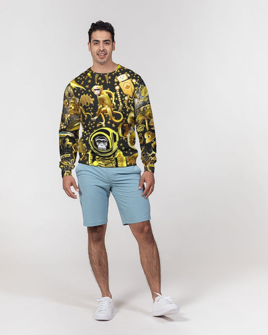 Outer Space Abstrak Men's All-Over Print Classic French Terry Crewneck Pullover