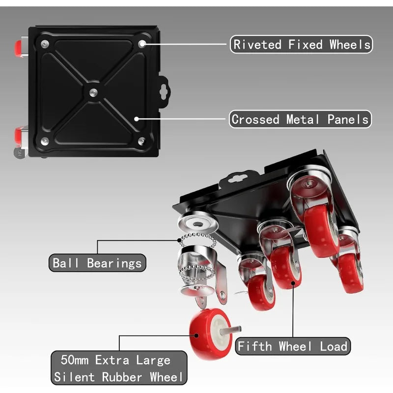 Furniture Movers with 5 Wheels,Carbon Steel Panel Heavy Duty Dolly,Furniture Lifter with 360° Rotatable Rubber Universal Wheels