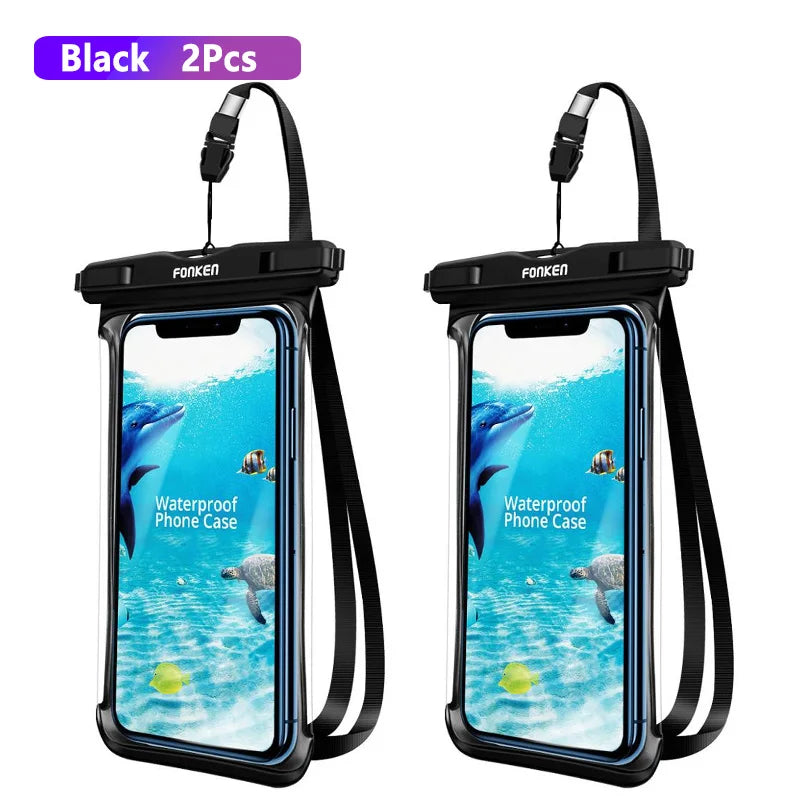 FONKEN Full View Waterproof Case for Phone Underwater Snow Rainforest Transparent Dry Bag Swimming Pouch Big Mobile Phone Covers