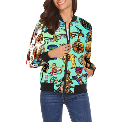 All Over Print Bomber Jacket for Women ( H19)