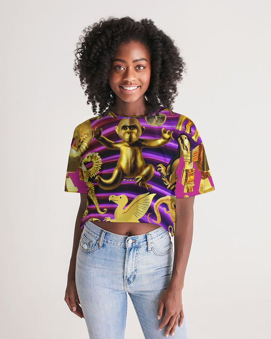 Robotic Abstrak Women's All-Over Print Lounge Cropped Tee