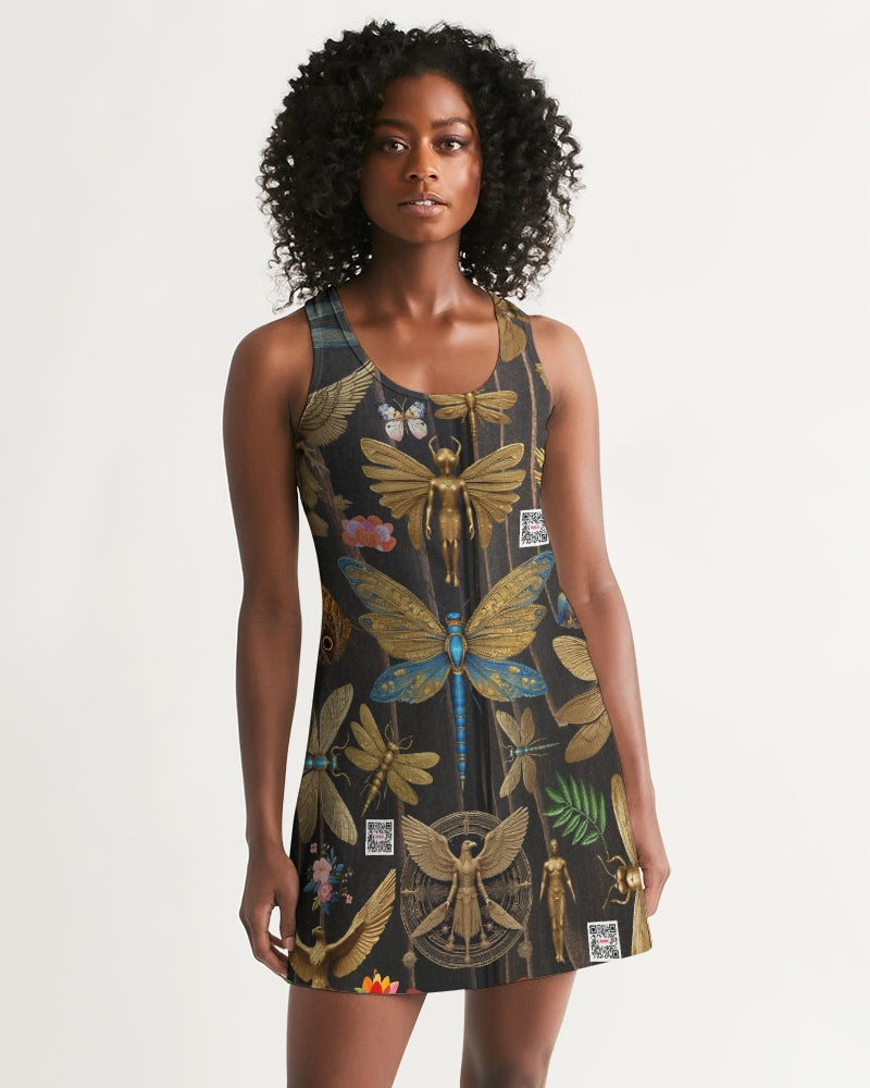 Abstrak dragonfly Women's All-Over Print Racerback Dress