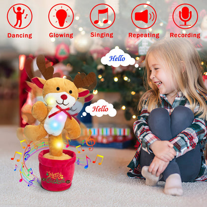 Dancing Christmas Toys Funny Tree Repeat Talking  Electronic Plush Toys Can Sing Record Lighten Early Education Funny Gift Christmas