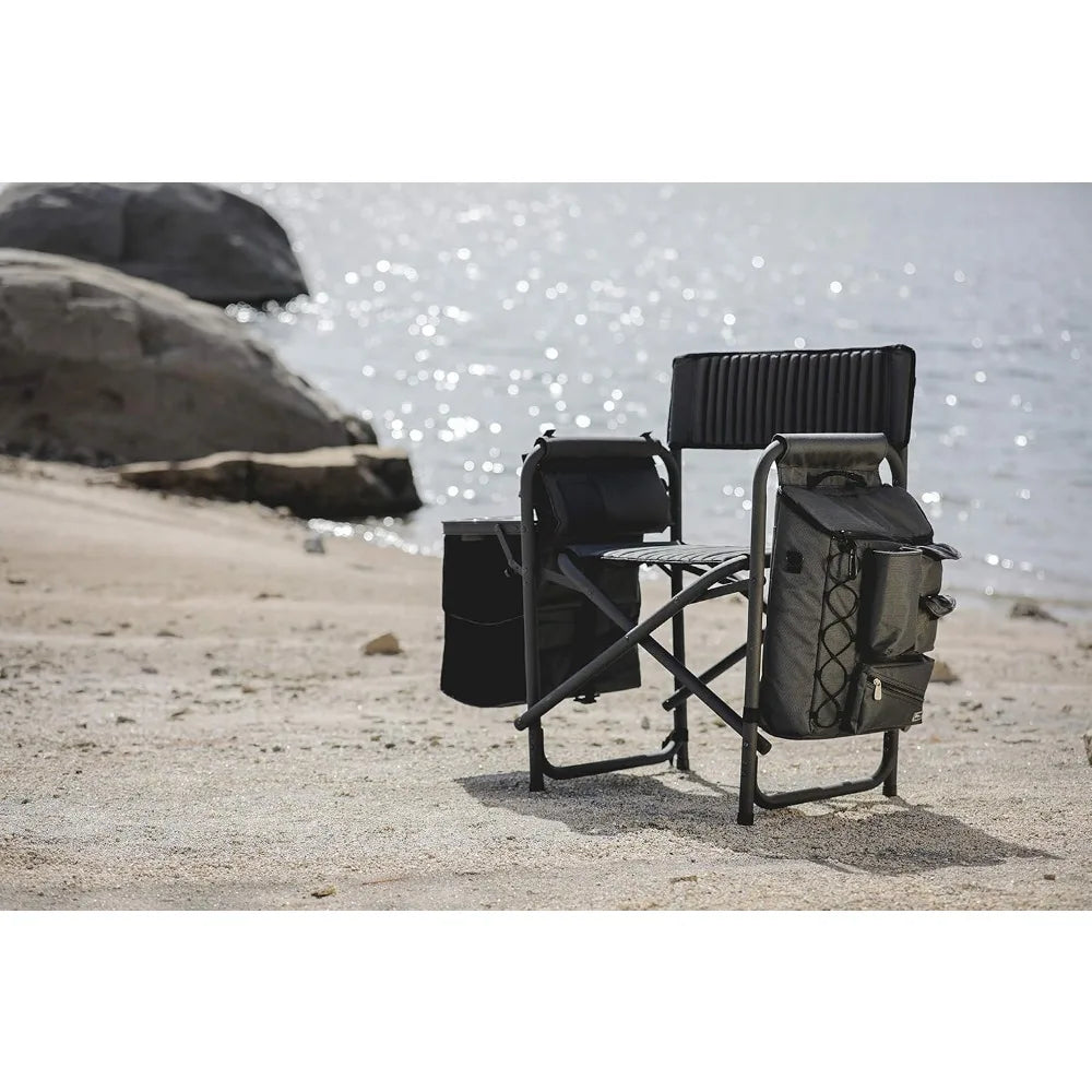 Fusion Camping Chair with Side Table and Soft Cooler, Beach Chair for Adults, Lawn Chair