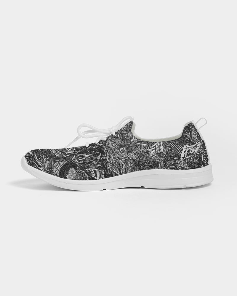 Greyscale Abstract Design Men's Lace Up Flyknit Shoe