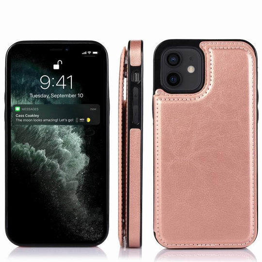 Solid Color Leather Flip Case Cover for iPhone 11 12 13 Pro 7 8 PLUS X XS Max XR