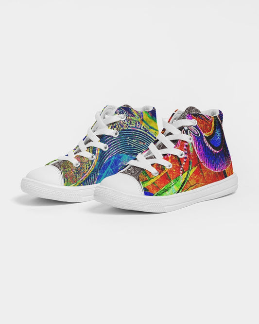 Saddle Serenade Abstract Design Kids Hightop Canvas Shoe