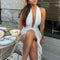 NIDANSSI White Halter Ruffle Evening Party Dress Women 2024 Robes Elegant Sexy Dress Bodycon Midi Long Summer Dress Vestidos