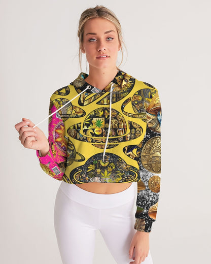 Nature Abstrak Women's All-Over Print Cropped Hoodie