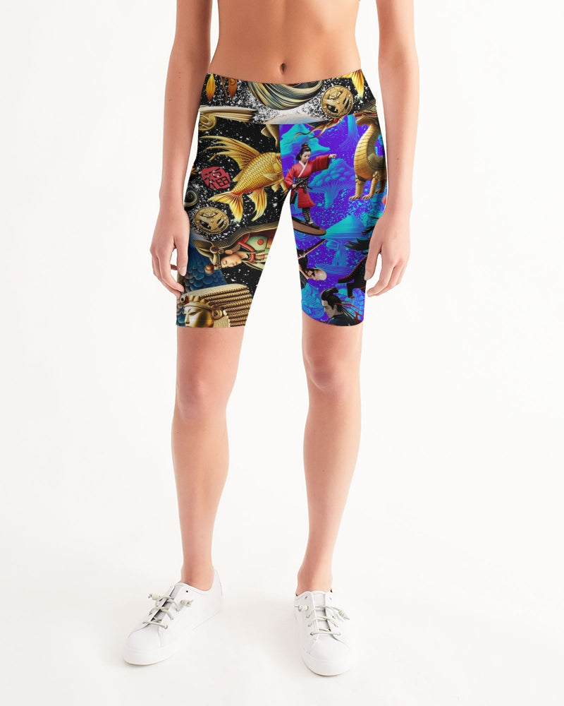 Trendy Abstrak Pattern Women's All-Over Print Mid-Rise Bike Shorts