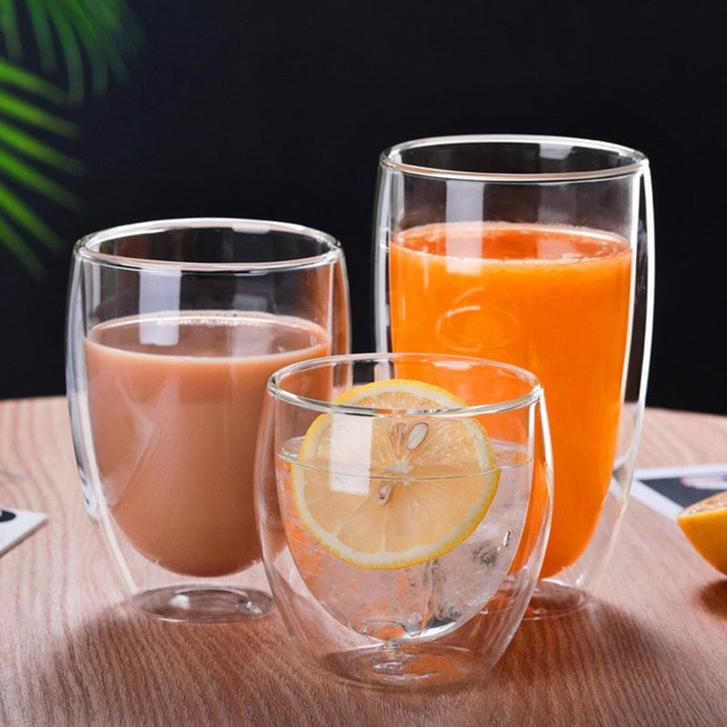 Creative Egg-Shaped Double-Layer Insulated Glass Water Beer Coffee Cup Set Transparent Drinkware