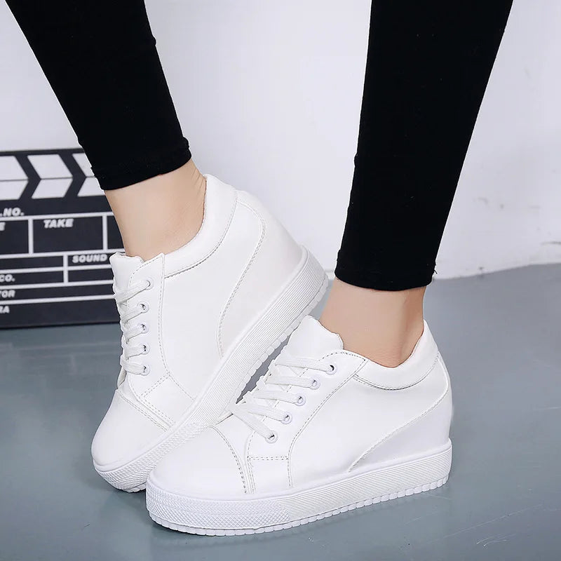 Black and white hidden wedge heel slippers casual shoes wedge high platform shoes Woman Women's high heel shoes sneakers erf56