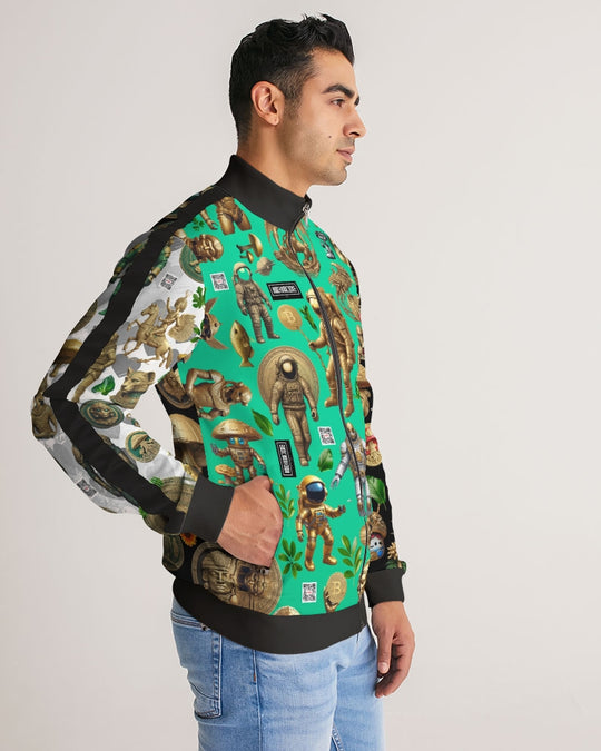 Mushroom Abstak Collection Men's All-Over Print Stripe Sleeve Track Jacket