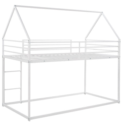 Twin Over Twin House Bunk Bed With Built-in Ladder