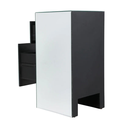 1 Big 1 Small 2-Drawer Mirrored Bedside Table 30x30x60CM Nightstand MDF&Glass Bedside Cabinet Silver[US-W]