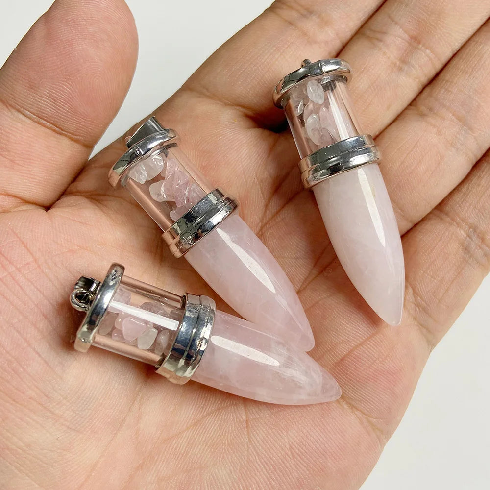 1pc Bullet shape Stone Pendant for Men Reiki Women Making Necklace Accessory Natural Quartz Jades Pendant