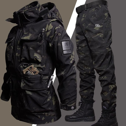 Jacket Men's Winter Fleece-lined Thickened Camouflage Top Clothes Suit