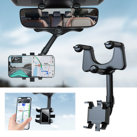 Rearview Mirror Phone Holder Universal Rotating Adjustable Telescopic Car Phone Holder