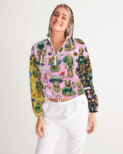 IMG_3100 Women's All-Over Print Cropped Windbreaker