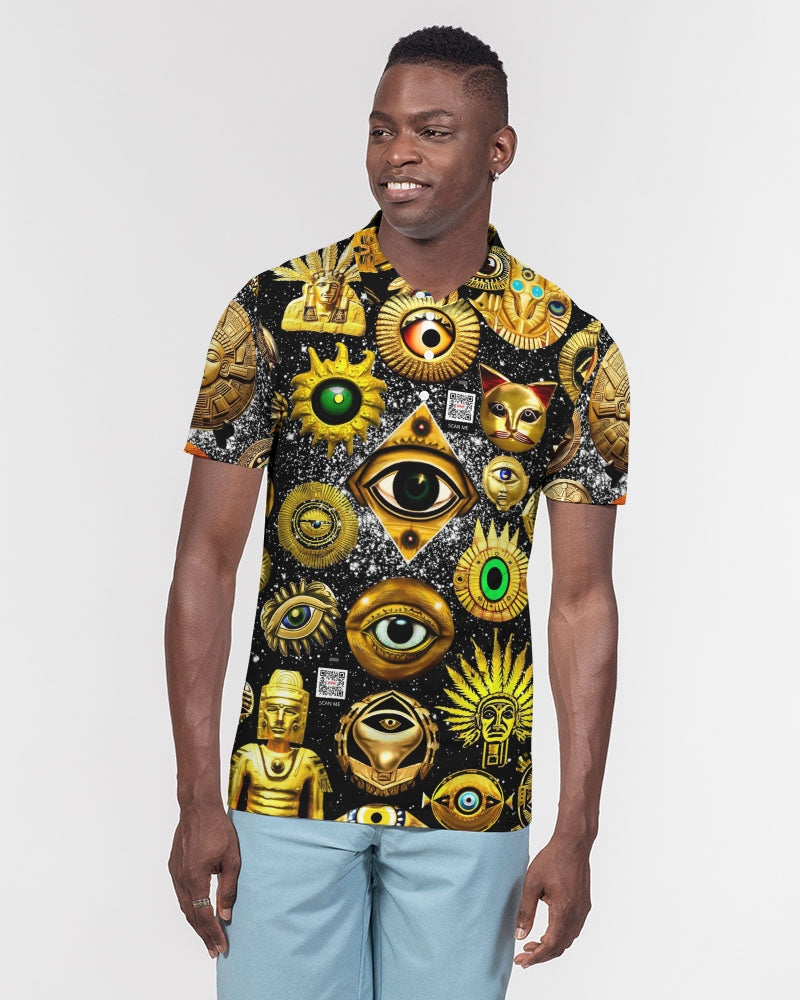 Evil Eye Abtrak Men's All-Over Print Slim Fit Short Sleeve Polo