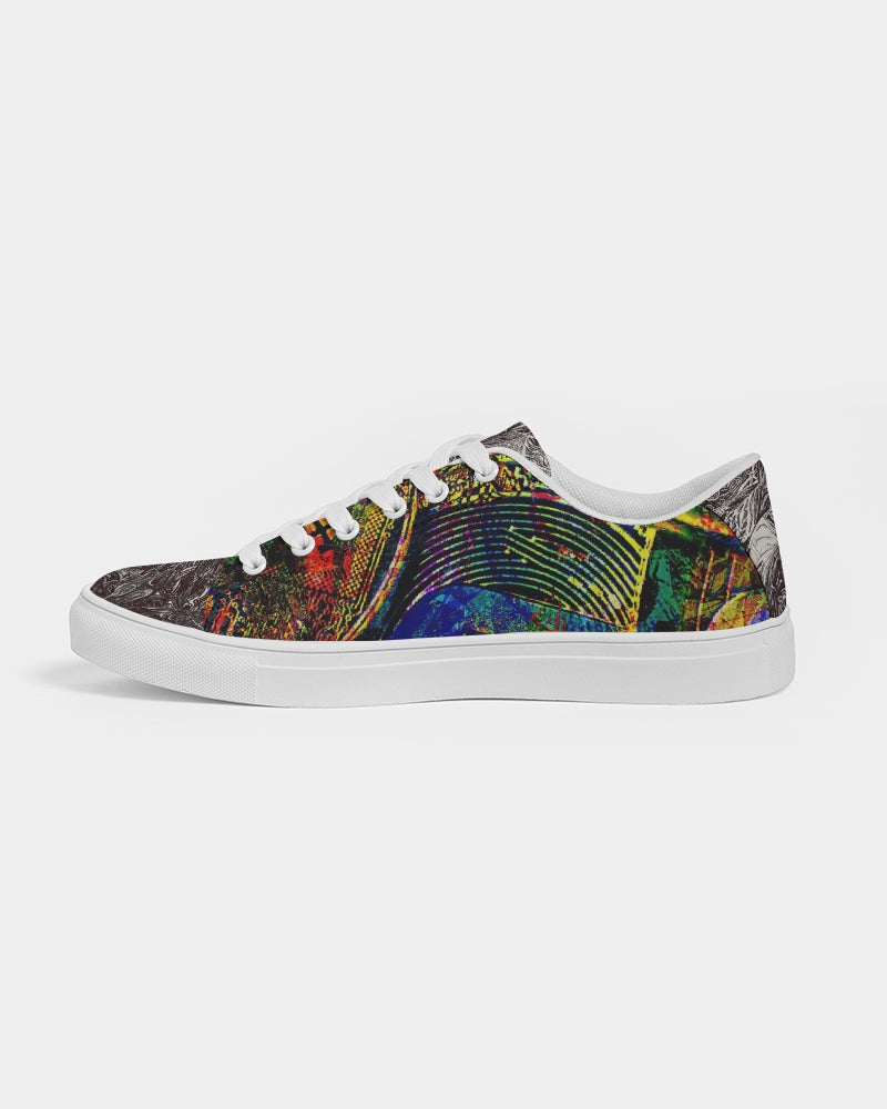 Saddle Serenade Abstract Design Men's Faux-Leather Sneaker