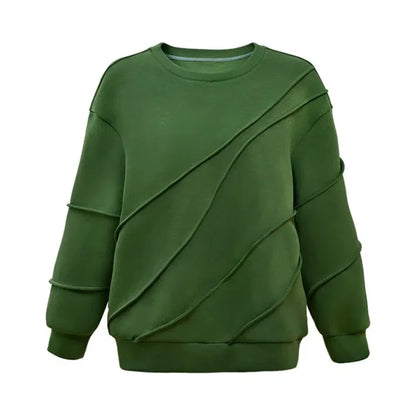 Green Hoodies Women Fashion O Neck Long Sleeve Tops Autumn New Casual Elegant Women's Oversized Sweatshirt Basic Clothes