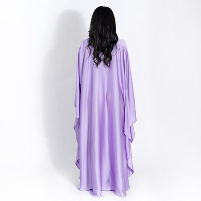 Dress, round neck, satin bat sleeve, loose fitting dress, sexy and fashionable long dress spring/summer