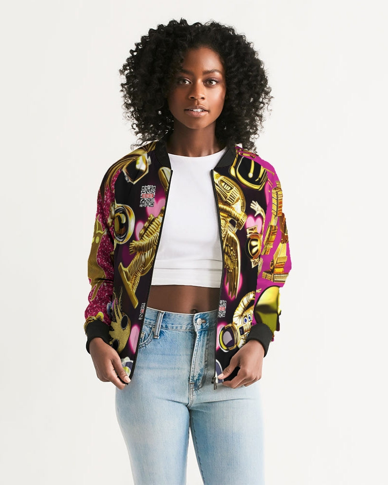 Robotic Abstrak Women's All-Over Print Bomber Jacket