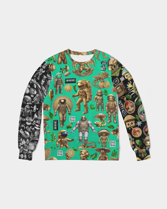 Mushroom Abstak Collection Men's All-Over Print Classic French Terry Crewneck Pullover