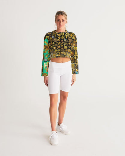 Hybrid Ancient Egypt Abstrak Women's All-Over Print Cropped Sweatshirt