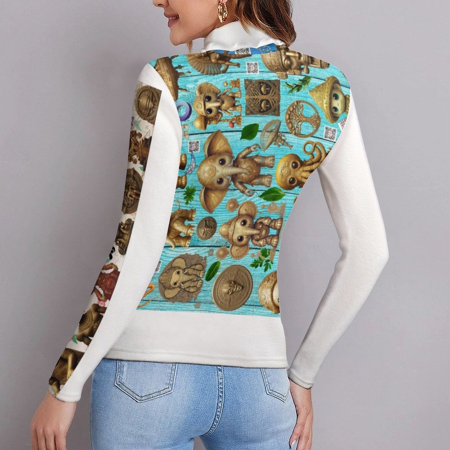 Women Long Sleeve Turtleneck Sweater MY08 (All-Over Printing)