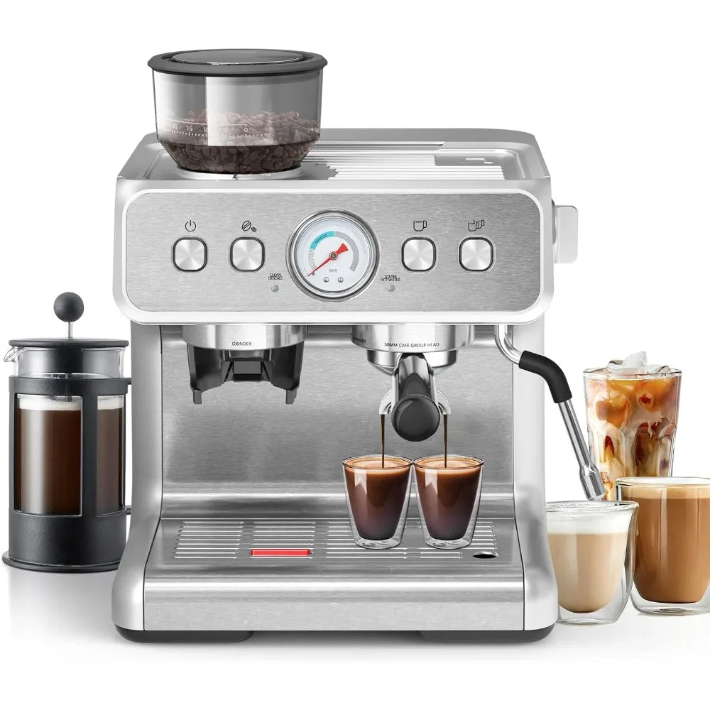 15 Bar, Coffee Maker for Cappuccino and Latte Maker with Milk Frother Steam Wand, Fast Heating Coffee Machine