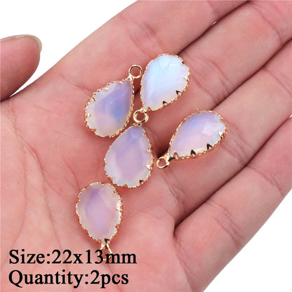 2PCS/lot Opal Stone Pendant White Oval Heart Star Moon Shape Connector Charms Fit Jewelry Making DIY Necklace Earrings Bracelets