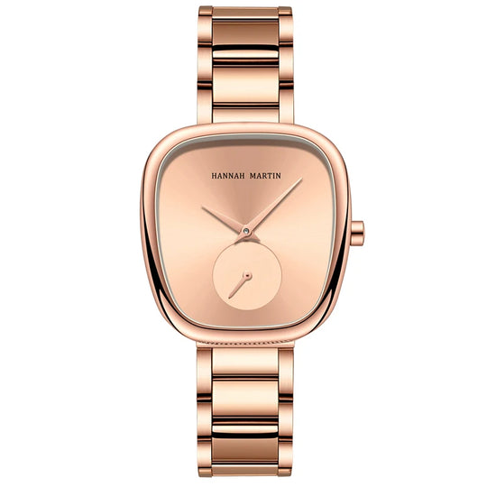 2023 New Women's Quartz Wristwatch 34mm Wine Barrel Rose Gold Black Stopwatch Fashionable Minimalist Style Oval Women's Watches