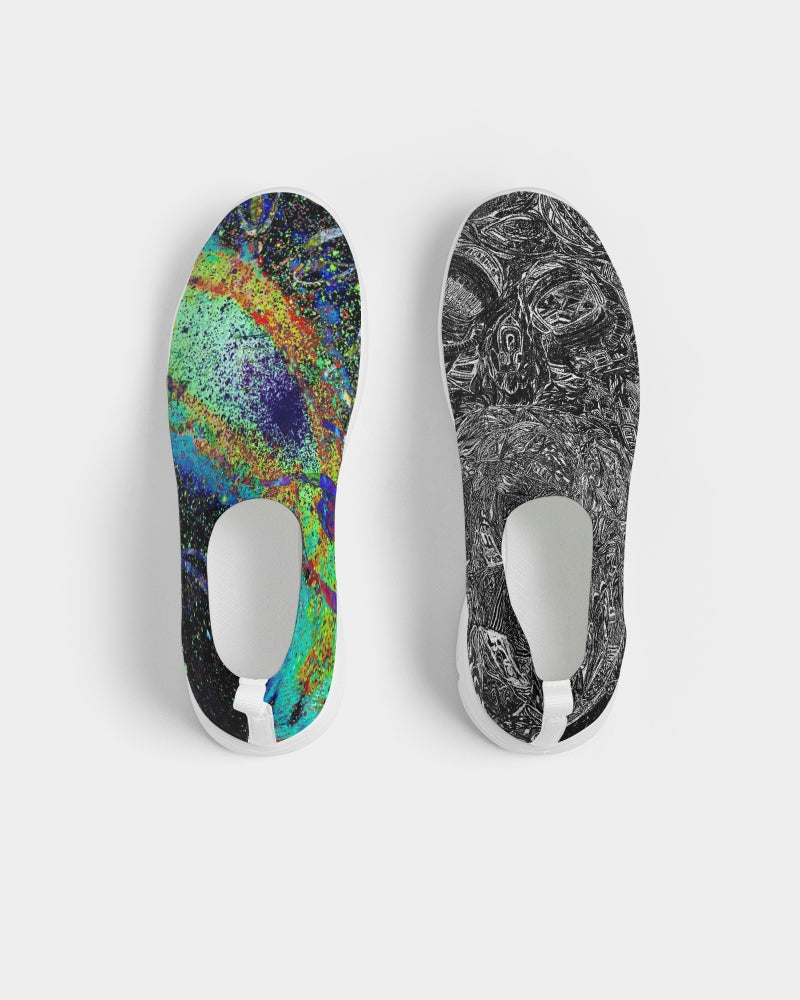 Greyscale Abstract Design Women's Slip-On Flyknit Shoe