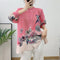 Pink pleated loose short top outerwear shirt for women