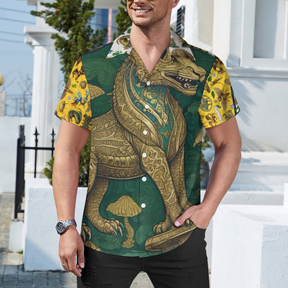 Men's Short Sleeve Hawaiian Print Shirt with Cuban Collar AY006 (All-Over Printing)