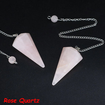 7 Chakra Pendulum Natural Stones Healing Crystal For Wicca Divination Witchcraft Dowsing Reiki Quartz Jewelry Pendants Wholesale