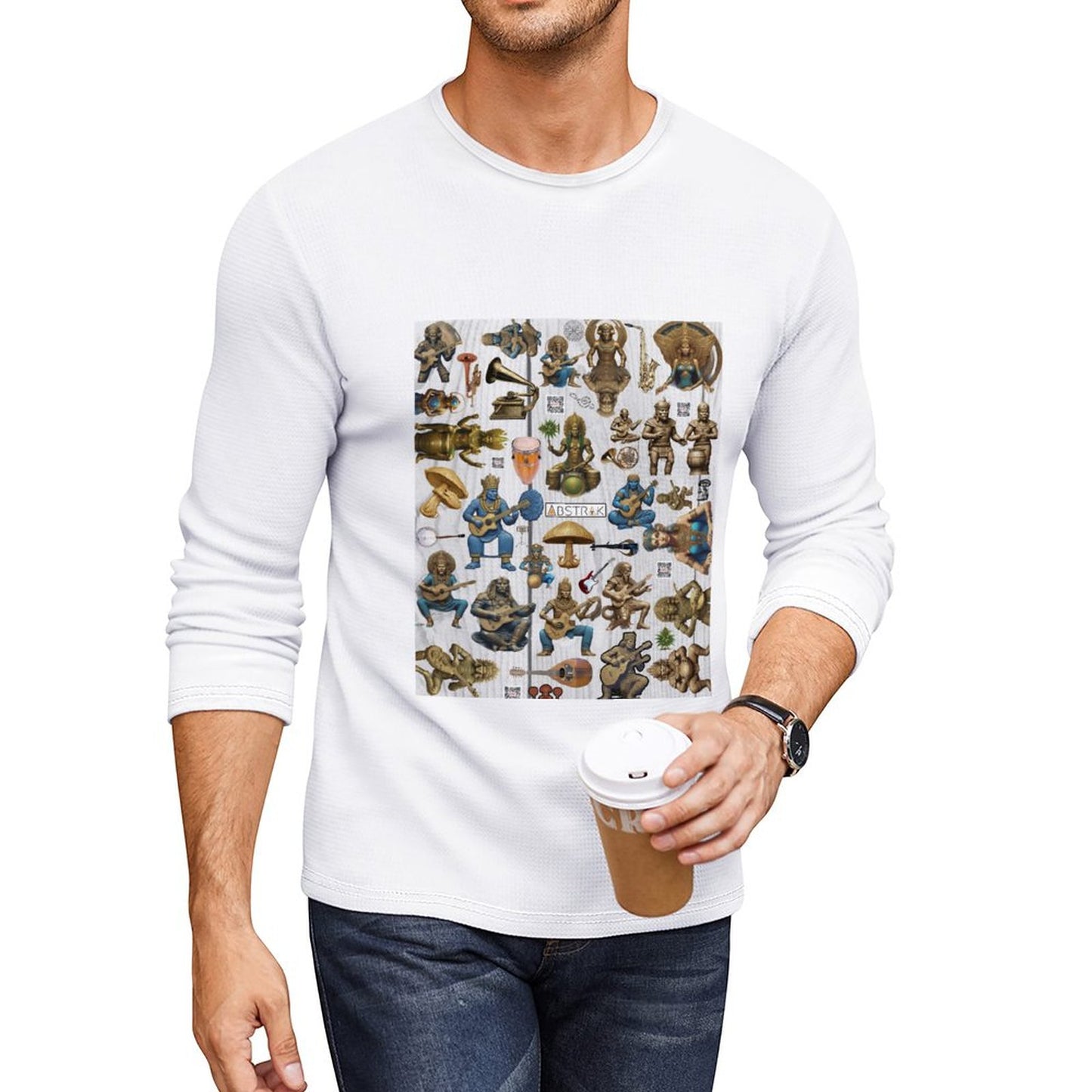 DTG 180gsm Men's Crewneck Long Sleeve T-shirt (Front Printing)