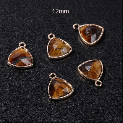 1-3pcs Natural Stone Pendant Triangle Shape Amethyst Lapis Lazuli Opal Charm For Jewelry Making Necklace Earrings Accessory 12mm