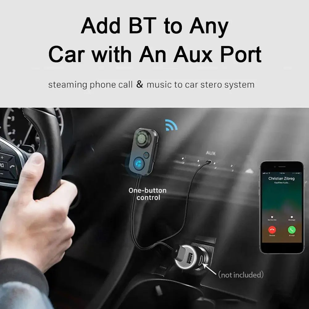 Car Bluetooth-compatible 5.0 Receiver Wireless Adapter 3.5mm Aux Audio Built-in Microphone For Hands-free Amplifier Calling U5X8