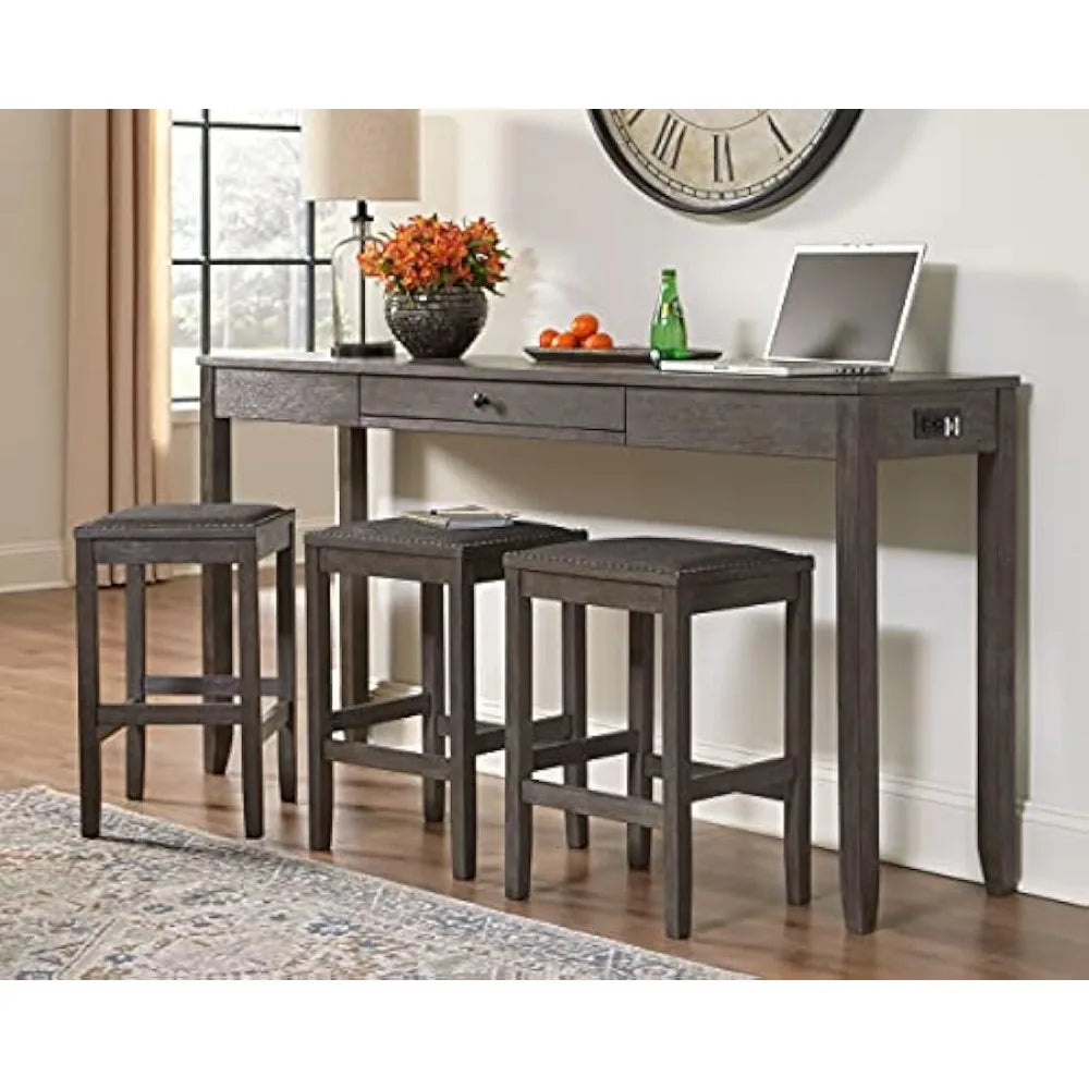 by Ashley Rokane Urban Farmhouse Counter Height Dining Room Table Set with 3