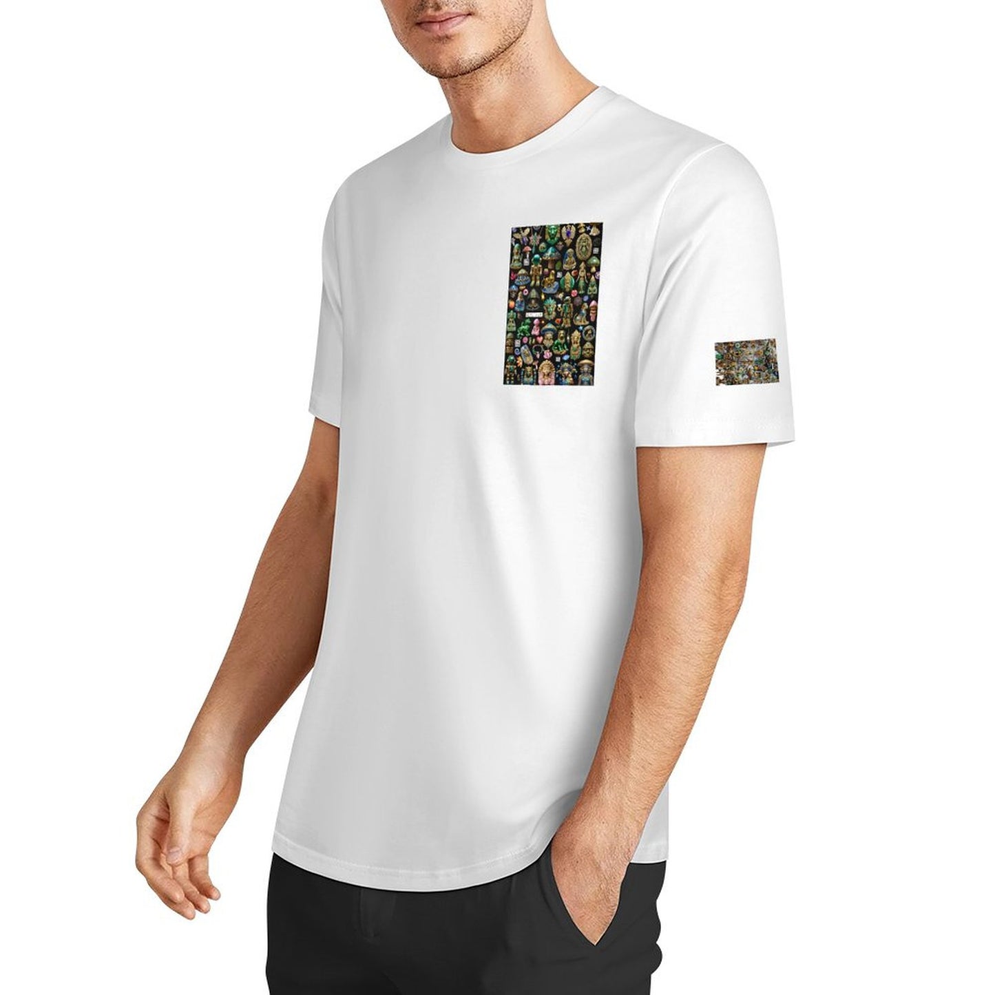 DTF 160gsm Men's Short Sleeve Cotton T-shirt (Dual-sided+Sleeve Printing)