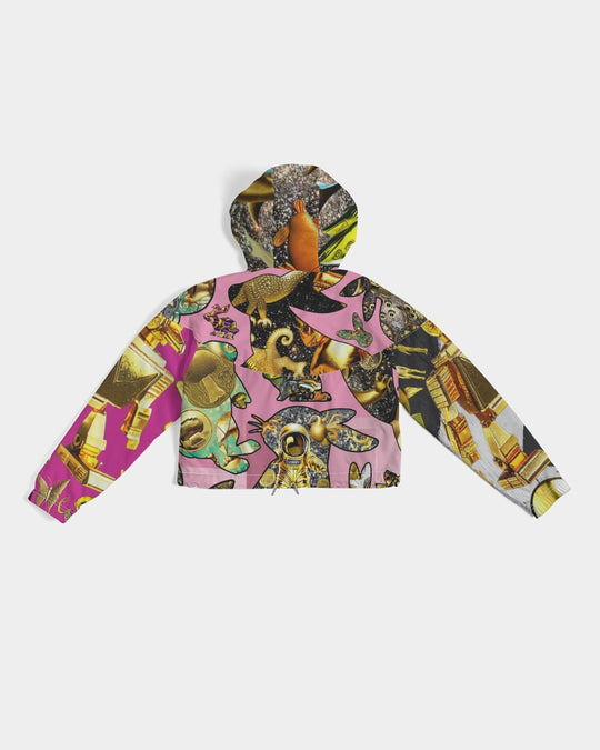 Robotic Abstrak Women's All-Over Print Cropped Windbreaker